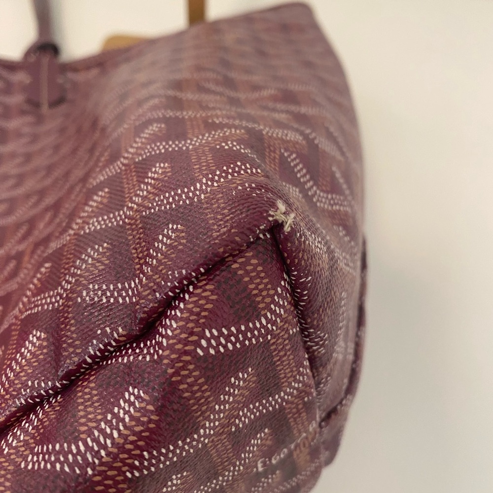 Goyardine Saint Louis Tote PM Bordeaux Personalized with Navy and White Stripe - Picture 5 of 15